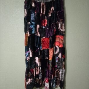 💥SOLD💥Patchwork Velvet Multicolor Maxi Skirt Size XXL